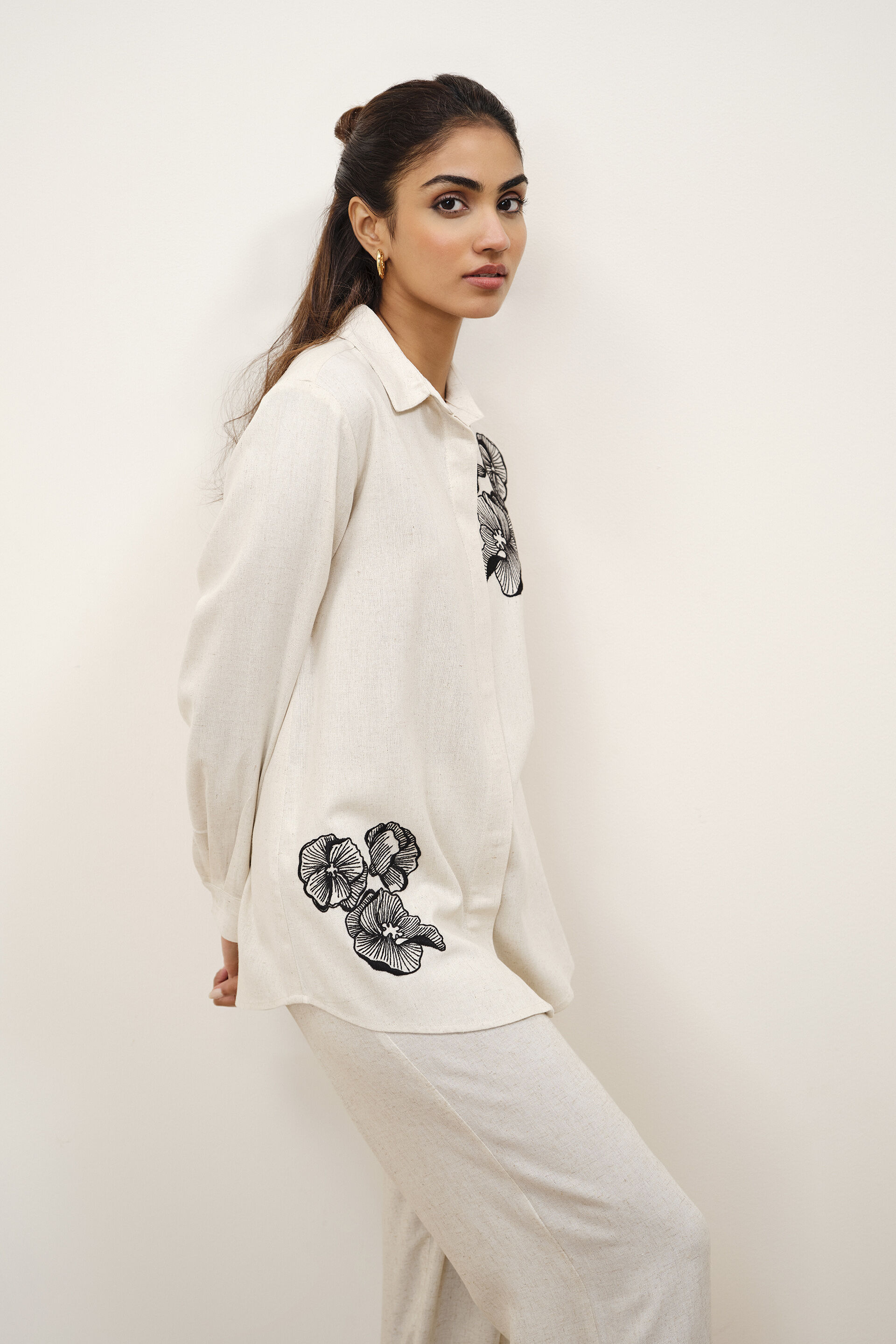 Eliza Embroidered Shirt, Natural, image 2